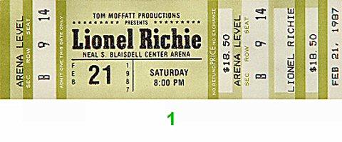 Lionel Richie Vintage Ticket
