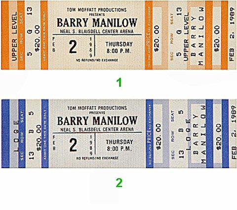 Barry Manilow Vintage Ticket