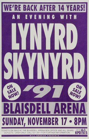 Lynyrd Skynyrd Vintage Concert Poster from Blaisdell Arena