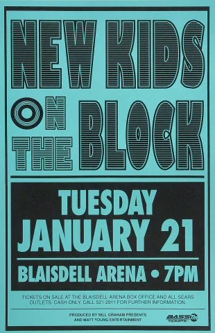 New Kids On The Block Vintage Concert Poster from Blaisdell Arena, Feb 10,  1991 at Wolfgang's