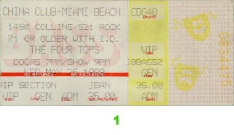 The Four Tops Vintage Ticket