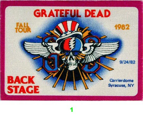 Grateful Dead Backstage Pass from Carrier Dome, Sep 24, 1982 at
