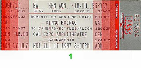 Oingo Boingo Vintage Ticket