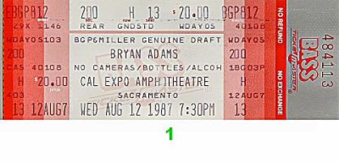 Bryan Adams Vintage Ticket