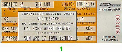 Whitesnake Vintage Ticket