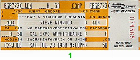 Steve Winwood Vintage Ticket