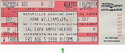 Hank Williams Jr. Vintage Ticket