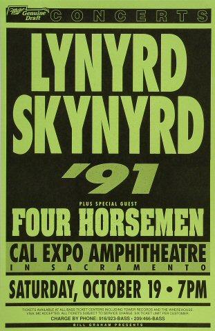 レーナードスキナード 1991 ビンテージポスター 8/31 Shoreline Lynyrd Skynyrd Vintage Concert Poster from Shoreline