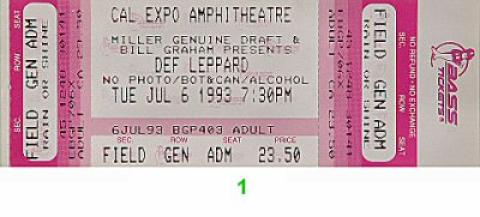 Def Leppard Vintage Ticket