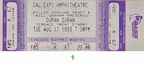 Duran Duran Vintage Ticket