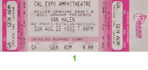 Van Halen Vintage Ticket