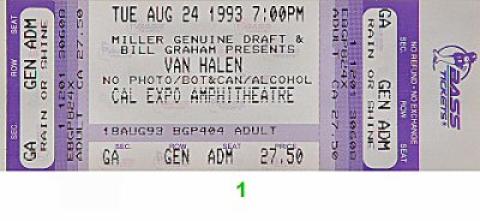 Van Halen Vintage Ticket