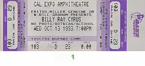 Billy Ray Cyrus Vintage Ticket