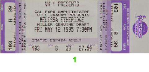 Melissa Etheridge Vintage Ticket