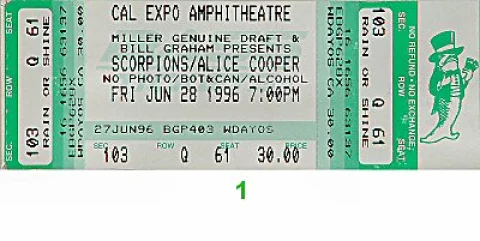 Scorpions Vintage Ticket