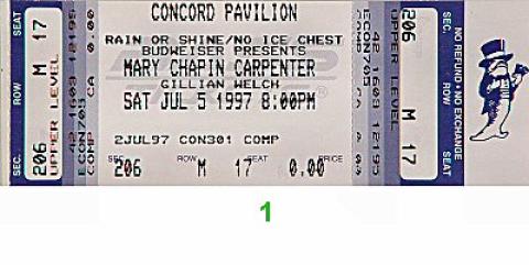Mary Chapin Carpenter Vintage Ticket