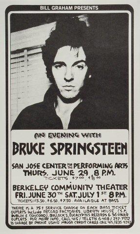 Bruce Springsteen Vintage Concert Poster from San Jose Center for