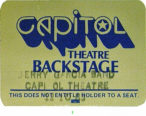 Jerry Garcia Band Backstage Pass From Capitol Theatre Dec 10 19 At Wolfgang S