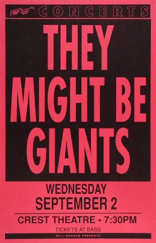 They Might Be Giants Vintage Concert Poster from Crest Theatre