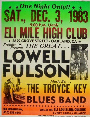 Lowell Fulson Vintage Concert Poster from Eli's Mile High Club, Dec 3 ...