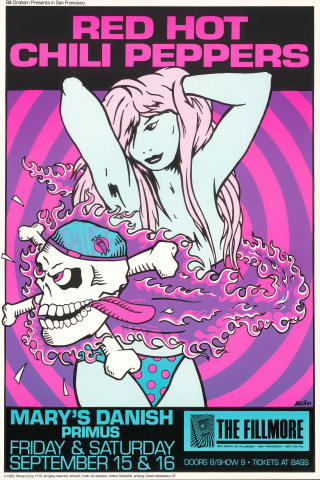 RED HOT CHILI PEPPERS Kozik Poster オリジナル Red Hot Chili Peppers Vintage Concert Poster from Fillmore