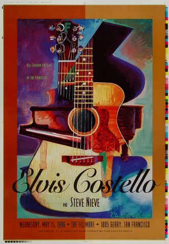 Elvis Costello Vintage Concert Proof from Fillmore Auditorium, May