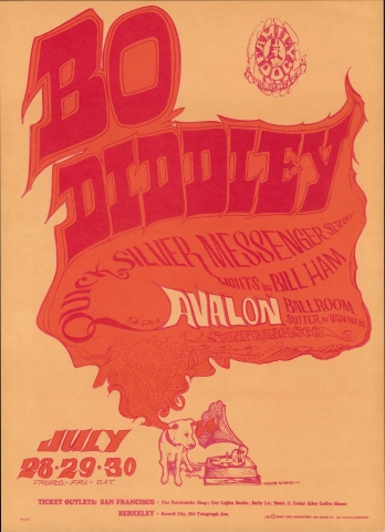 Bo Diddley Vintage Concert Poster from Avalon Ballroom, Nov 17