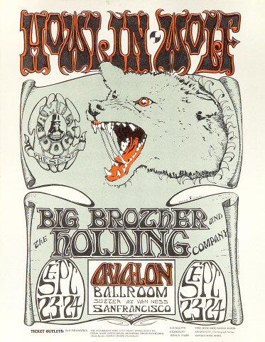 Howlin' Wolf Vintage Concert Poster from Avalon Ballroom, Sep 23