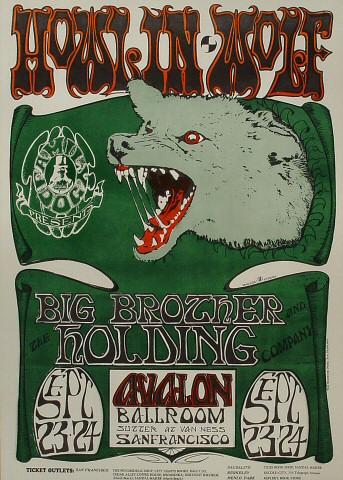 Howlin' Wolf Vintage Concert Poster from Avalon Ballroom, Sep 23
