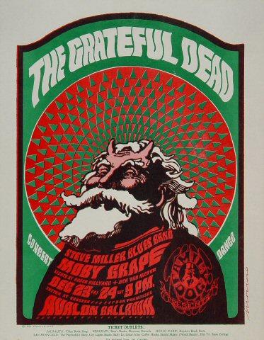 Grateful Dead Handbill ヴィンテージ ポストカード Grateful Dead Vintage Concert Handbill from Avalon Ballroom, Dec