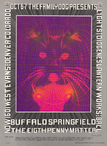 バッファロースプリングフィールド 1967 ビンテージポスター Buffalo Springfield Vintage Concert Poster from Denver Dog, Oct 6