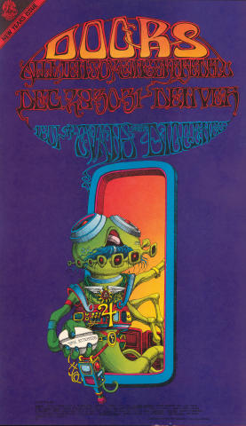 The Doors Vintage Concert Poster from Denver Dog, Dec 29, 1967 at