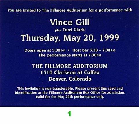 Vince Gill Vintage Ticket