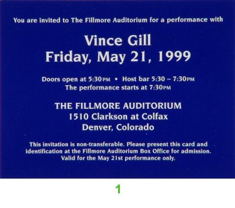 Vince Gill Vintage Ticket