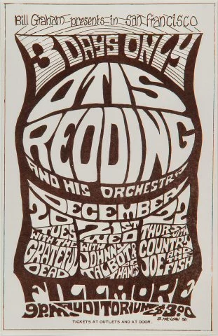 Otis Redding & His Orchestra Vintage Concert Handbill from Fillmore ...