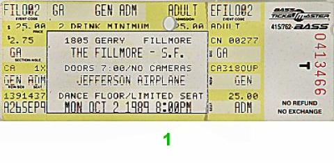 Jefferson Airplane Vintage Ticket