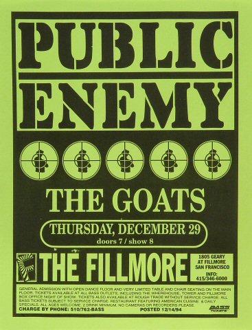 Public Enemy Vintage Concert Handbill from Stockton Memorial