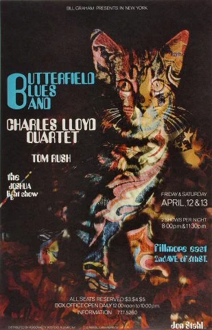 The Paul Butterfield Blues Band Vintage Concert Poster from Fillmore East,  Apr 12, 1968 at Wolfgang's