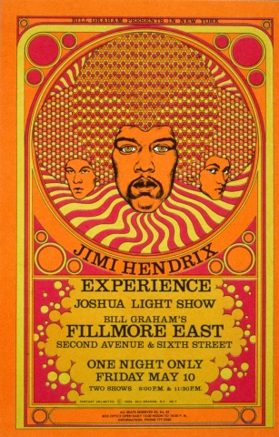 Jimi Hendrix Experience Vintage Concert Postcard from Fillmore 