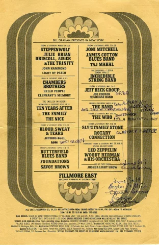 Steppenwolf Vintage Concert Handbill from Fillmore East, Mar 28, 1969 ...