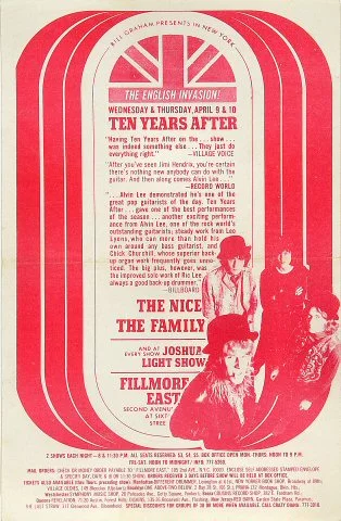 Ten Years After Vintage Concert Handbill from Fillmore East, Apr 9 