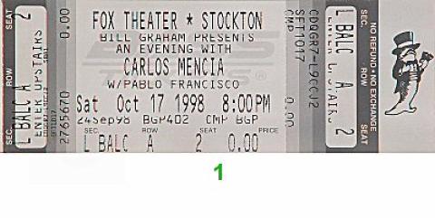 Carlos Mencia Vintage Ticket