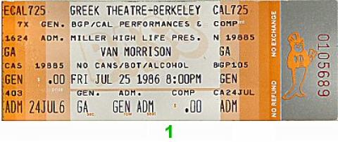 Van Morrison Vintage Ticket