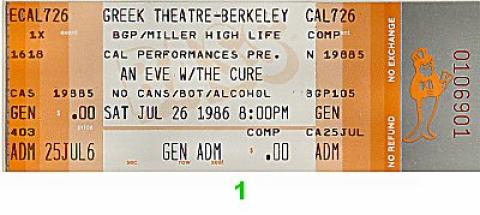 The Cure Vintage Ticket