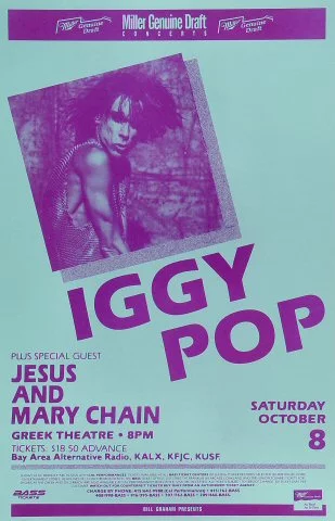 Iggy Pop Vintage Concert Poster from Warfield Theatre, Sep 29