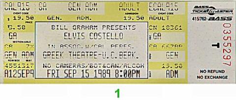 Elvis Costello Vintage Ticket