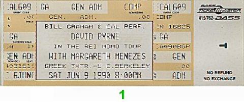 David Byrne Vintage Ticket