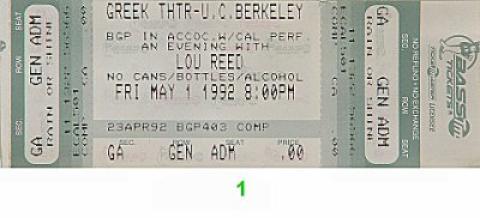 Lou Reed Vintage Ticket