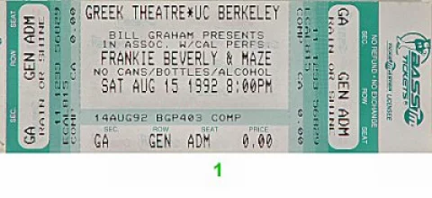 Maze Featuring Frankie Beverly Vintage Ticket