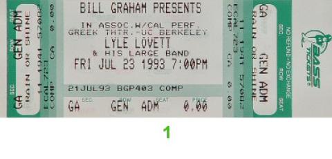 Lyle Lovett & His Large Band Vintage Ticket